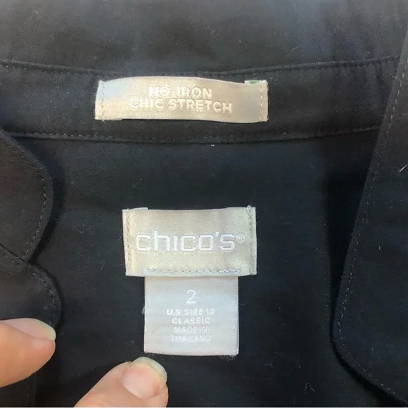 Chico’s Tunic Blouse 3/4 French Cuffs Patchwork Side Slit Animal Print Zebra - Picture 8 of 9